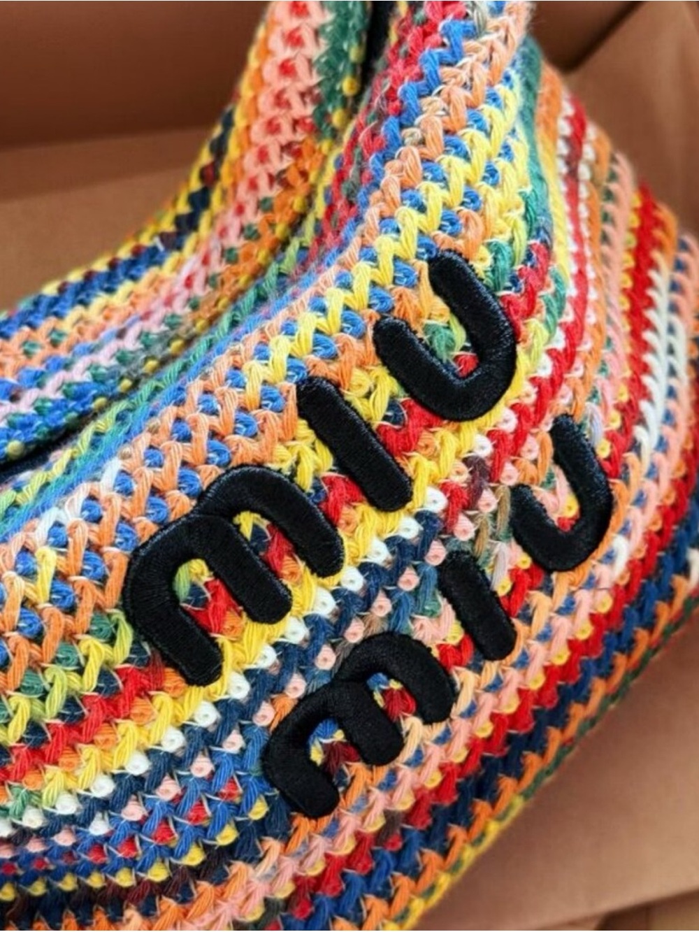 Miu Miu Kids Rainbow Crochet Slip-On Shoes